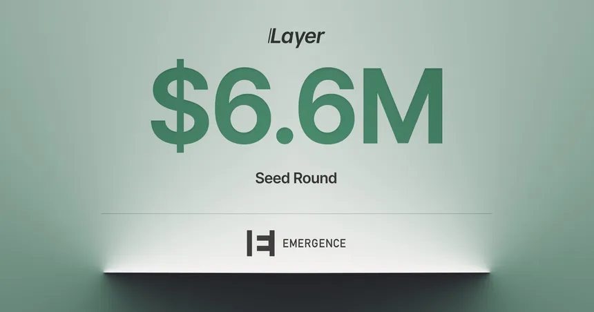 $6.6M seed round, under the Layer wordmark, over the Emergence Capital mark