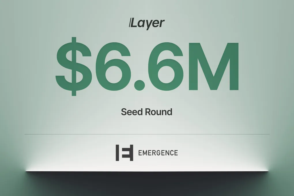$6.6M seed round, in green under the Layer wordmark, over the Emergence Capital mark