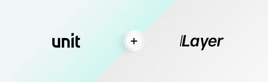 The Unit and Layer wordmarks, joined by a plus
